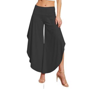 UDEAR Black Side Slit Palazzo Pants Size 1X